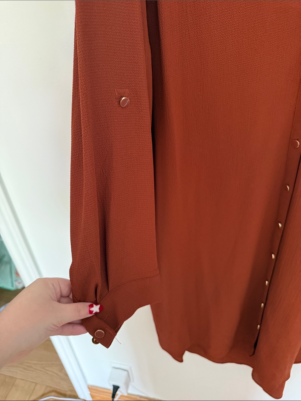 Addition Elle Long Sleeve Button-Front Dress in Rust - Picture 6 of 8